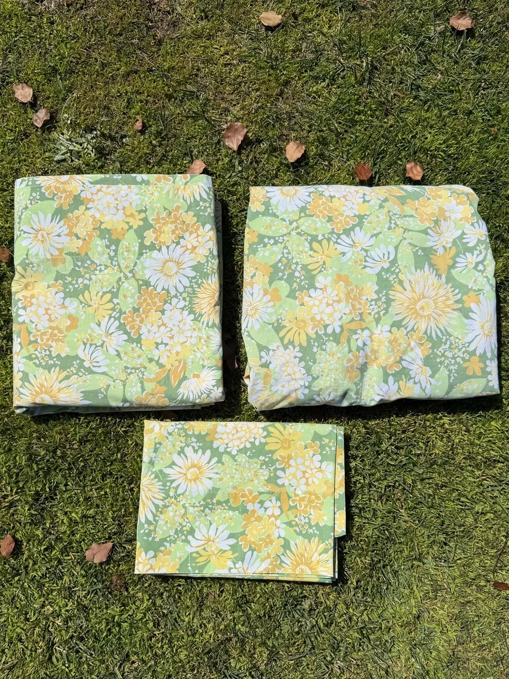 VTG Springmaid Wondercale Daisy Floral Flower Power Double Sheet Set Cutter READ